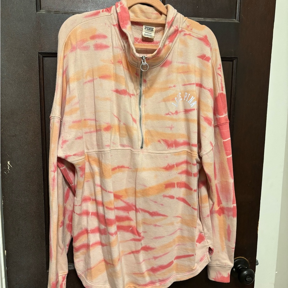 Victoria's Secret Pink and Cream Tie-Dye Pullover